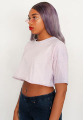 Oversized Lavender Bleached Crop Tee