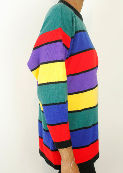 Vintage 90's Rainbow Stripe Oversized Jumper