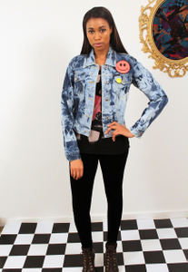 Image of Vintage 1990's Smiley Patch Denim Jacket