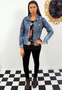 Image of Vintage 1990's Kiss Patch Denim Jacket 