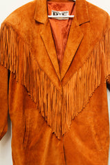 Boutique Vintage 80's Tan Suede Fringe Festival Jacket
