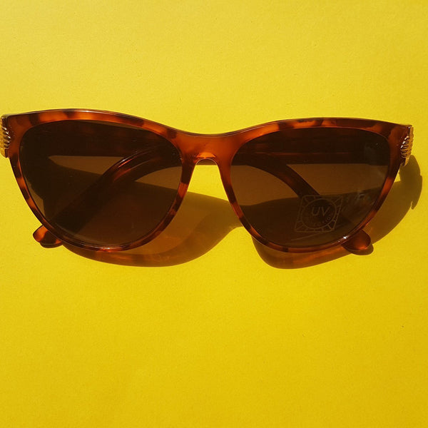 Vintage 1990's Leopard & Gold Detail Frame Sunglasses