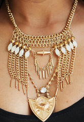 Gold Tribal Statement Necklace