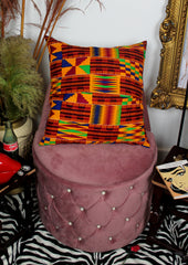 Leroy Traveller handmade decorative throw scatter cushion in zebra and kente with Grace Jones design