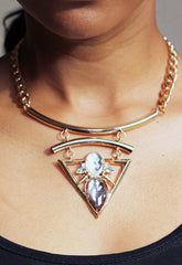 Statement Faux Crystal Triangle Necklace