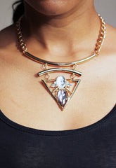 Statement Faux Crystal Triangle Necklace
