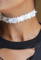 Lace and Faux Pearl Choker