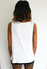 Nefertiti Head Print Sleeveless White T-shirt