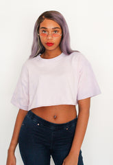 Oversized Lavender Bleached Crop Tee