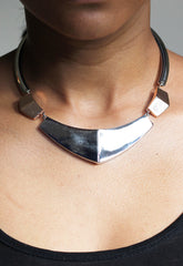 Silver Coloured Geo Collar Necklace