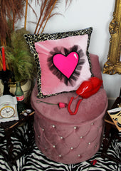 Leroy Dangerous Liaison handmade decorative throw scatter cushion in pink with 3d heart design