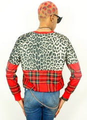 MOHAWK - Tartan and Leopard Boyfriend sweater