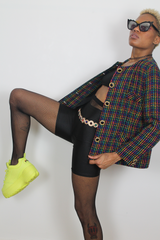 Vintage 90's Multi Coloured Oversized Boxy Jacket Collarless