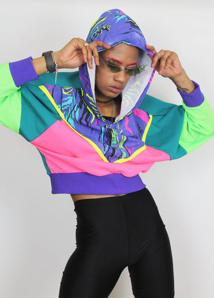 FLUORESCENT ADOLESCENT - Neon colour block hooded top