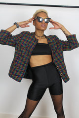 Vintage 90's Multi Coloured Oversized Boxy Jacket Collarless