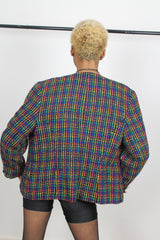 Vintage 90's Multi Coloured Oversized Boxy Jacket Collarless