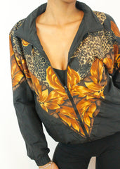 Vintage ARGEE Leopard Rose Print 90s Shell Festival Jacket