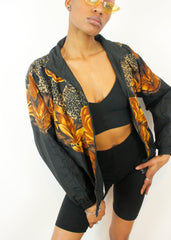 Vintage ARGEE Leopard Rose Print 90s Shell Festival Jacket