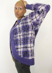 Vintage 90's Check Pattern Oversized Fluffy Coatigan