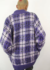 Vintage 90's Check Pattern Oversized Fluffy Coatigan