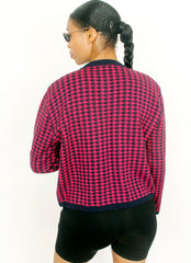 Vintage 90's Dogtooth Pattern Box Cardigan