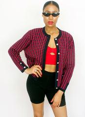 Vintage 90's Dogtooth Pattern Box Cardigan