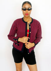 Vintage 90's Dogtooth Pattern Box Cardigan